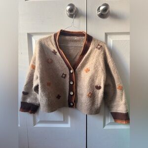 AUSTRALIAN cashmere and wool cropped beige cardigan (S)